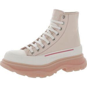 Alexander McQueen Pink and White Platform High-Top Sneakers